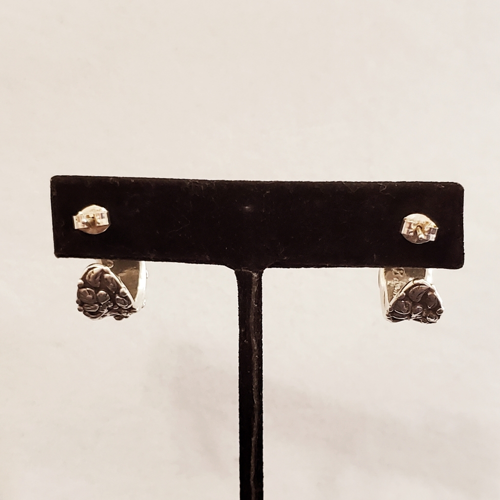 Andrea Barnett Signed & Numbered Sterling Silver C Hoop Post Earrings RARE - Picture 10 of 16